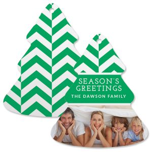 Green Chevron Personalized Photo Ornament – Tree