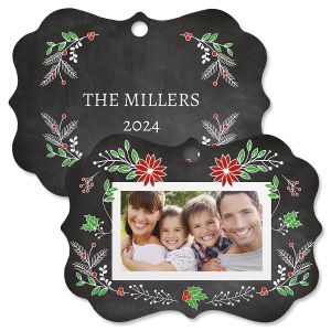 Festive Chalk Personalized Photo Ornament - Bracket 