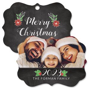 Merry Chalk Personalized Photo Ornament - Bracket 