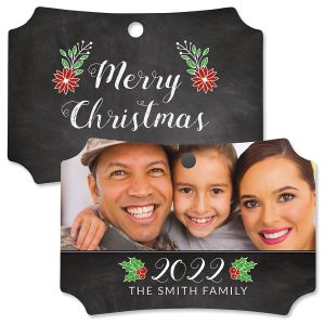 Merry Chalk Personalized Photo Ornament – Deluxe