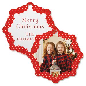 Polka Dot Personalized Photo Ornament – Snowflake