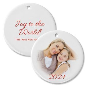 Joy Photo Personalized Circle Ornament