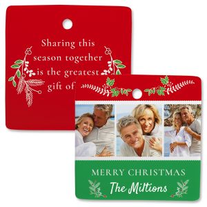 Holly Personalized 3 Photo Square Ornament