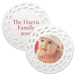 Merriest Personalized Doily Photo Ornament