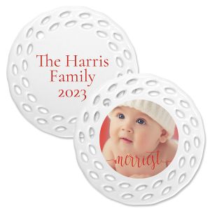 Merriest Personalized Doily Photo Ornament