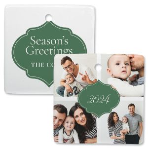 Year Personalized 4 Photo Square Ornament