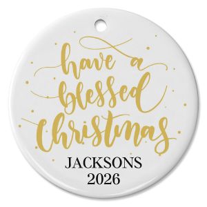 Blessed Round Personalized Christmas Ornament