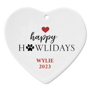 Happy Howlidays Ceramic Personalized Christmas Ornament