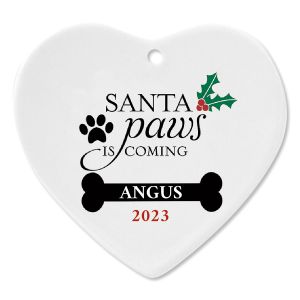 Santa Paws Ceramic Personalized Christmas Ornament