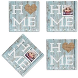 Rustic Home Personalized Photo Coasters