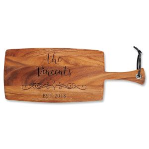 Vine-Design Engraved Wood Paddle Cutting Board