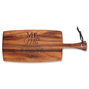 Mr. & Mrs. Engraved Wood Paddle Cutting Board