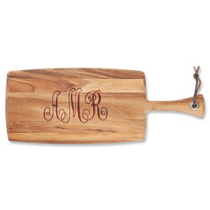 Monogram Script Engraved Wood Paddle Cutting Board