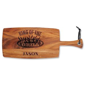 King of the Grill Engraved Wood Paddle Cutting Board