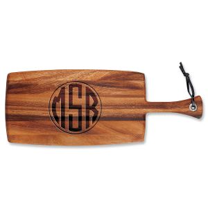 Monogram Circle Engraved Wood Paddle Cutting Board