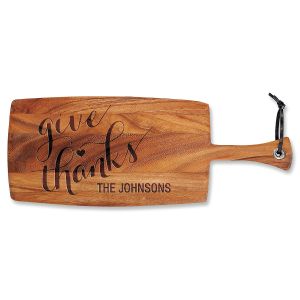 Give Thanks Engraved Wood Paddle Cutting Board