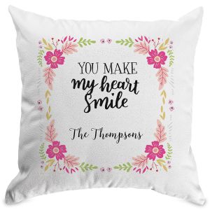 Floral Personalized Pillow White