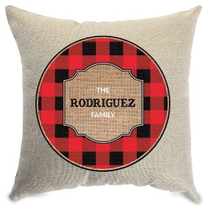 Plaid Personalized Pillow Natural