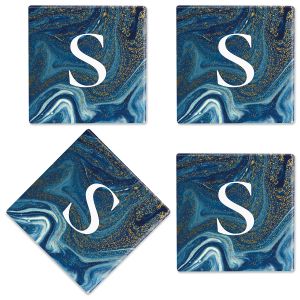 Blue Marble Personalized Ceramic Coasters 