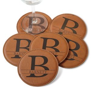 Initial and Family Name Personalized Coaster Set