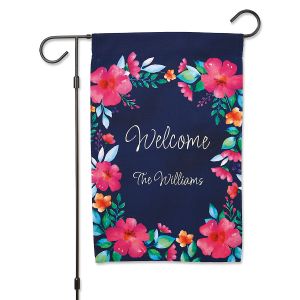 Floral Welcome Personalized Garden Flag