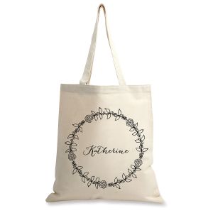 Wreath Name Personalized Canvas Tote