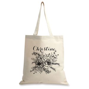 Floral Name Personalized Canvas Tote