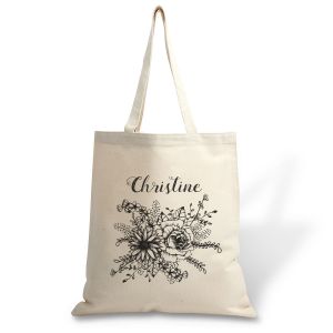 Personalized Floral Name Canvas Tote
