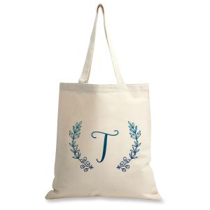 Initial Wreath Personalized Canvas Tote