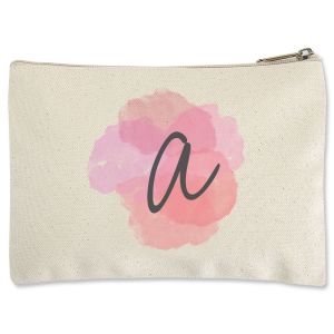 Watercolor Initial Zippered Personalized Canvas Pouch