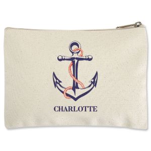 Anchor Zippered Personalized Canvas Pouches