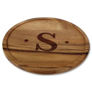 Monogram Initial with Dots Personalized Acacia Wood Lazy Susan