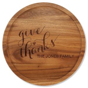 Give Thanks Personalized Acacia Wood Lazy Susan