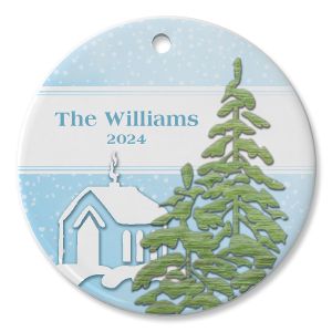 Christmas Forest Ceramic Personalized Christmas Ornament  