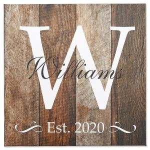 Established Initial and Last Name Canvas Wall Art