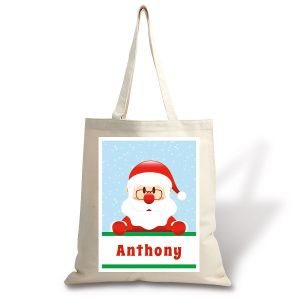 Santa Holiday Canvas Personalized Tote