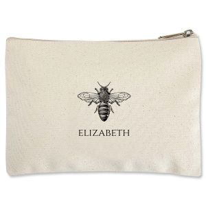 Bee Zippered Personalized Canvas Pouch