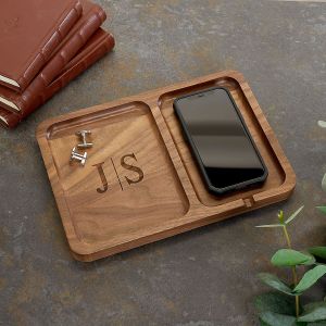 Monogrammed Walnut Valet Tray