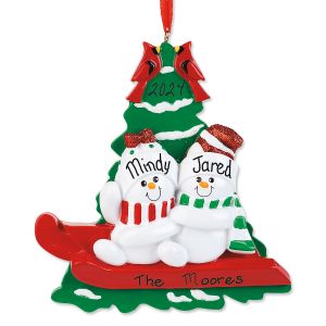 Snowman Couple Personalized Christmas Ornament