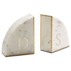 Marble Monogrammed Bookends