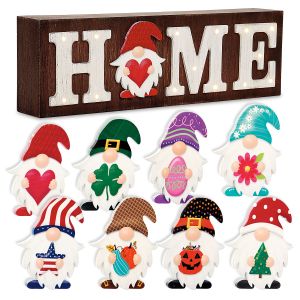 LED Home Shelf Sitter with Interchangeable Seasonal Gnomes