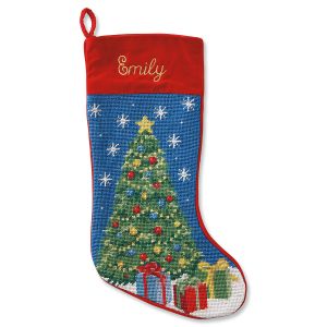 Christmas Tree Heirloom Needlepoint Personalized Christmas Stocking