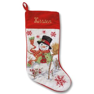Snowman Heirloom Needlepoint Stocking