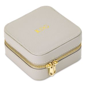Gray Travel Personalized Jewelry Case