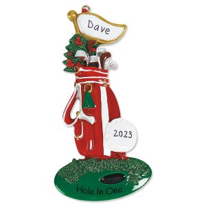 Golf Bag Hand-Lettered Christmas Ornament