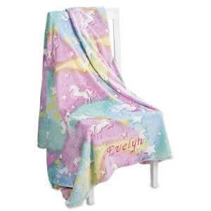 Glow in the Dark Personalized Unicorn Throw 