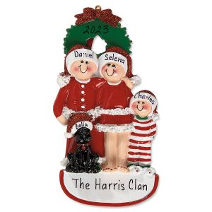 Christmas Family with Dog Personalized Ornament