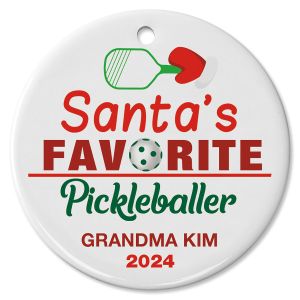 Santa's Favorite Pickle-Baller Personalized Christmas Ornament