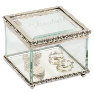 Square Glass Personalized Jewelry Box