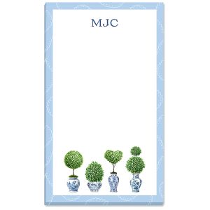 Blue & White Topiary Personalized Notepad